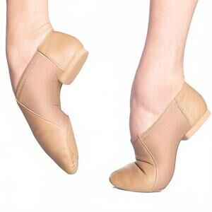 NEW SO DANCA women's slip-on leather jazz shoes in caramel